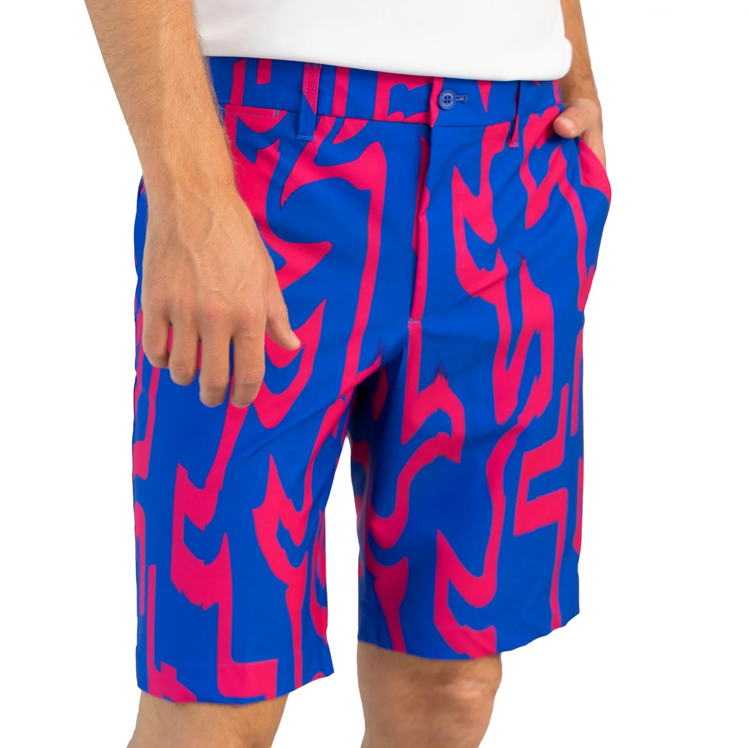 Modern Cut Non Restrictive Cut J.Lindeberg Eloy Print Golf Shorts - Glitch Bridge Club Blue