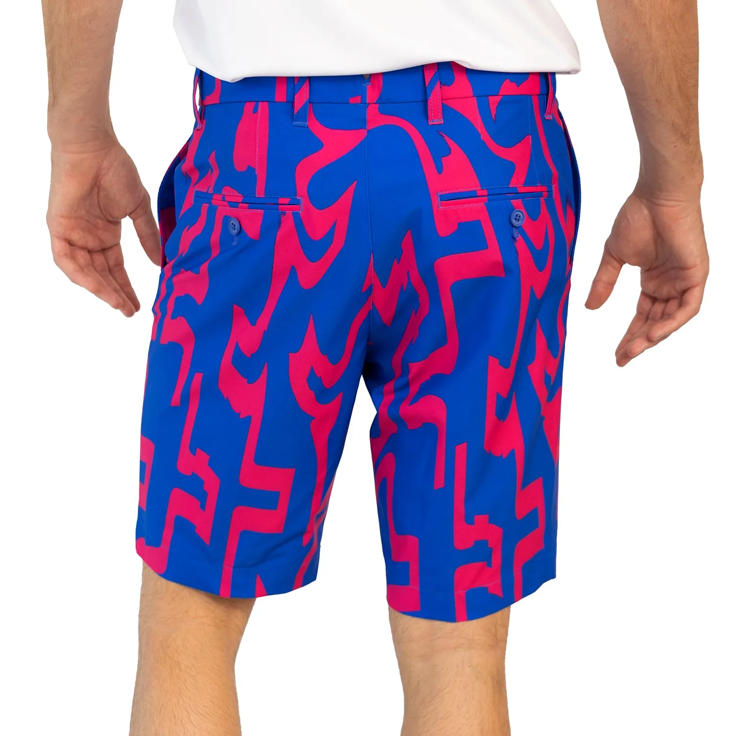 J.Lindeberg Eloy Print Golf Shorts - Glitch Bridge Club Blue Cool Look Quick Adjust Toggles