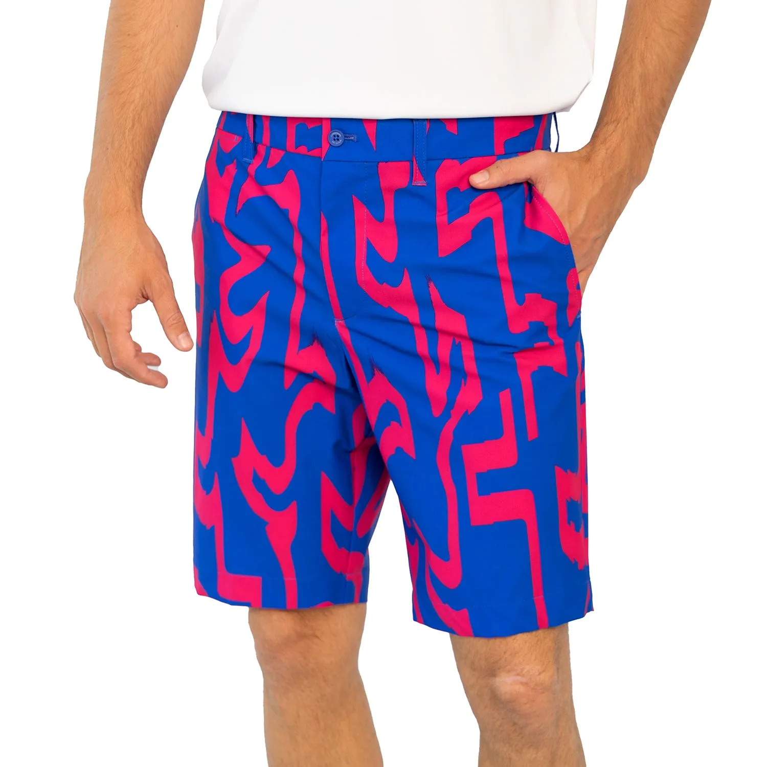 vest Style Choice J.Lindeberg Eloy Print Golf Shorts - Glitch Bridge Club Blue