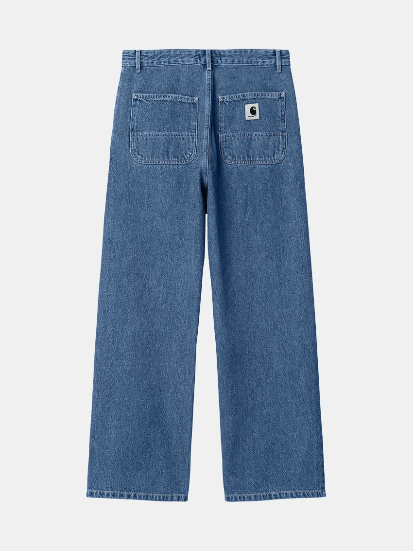 W Simple Pants Blue Stone Washed Classic Wear Morning Stroll Core Look