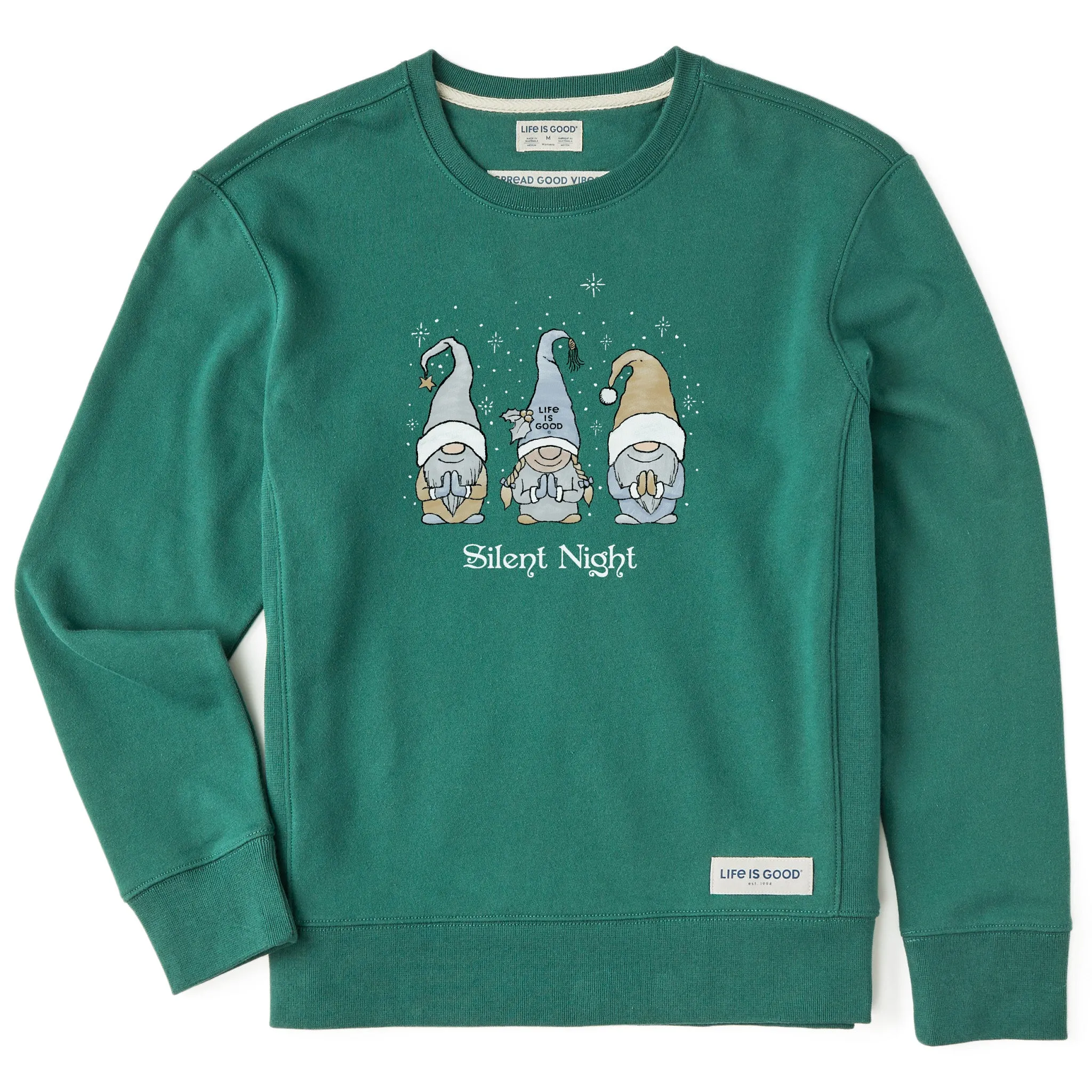 jersey Holiday Wear Women's Silent Night Gnomes Simply True Crew