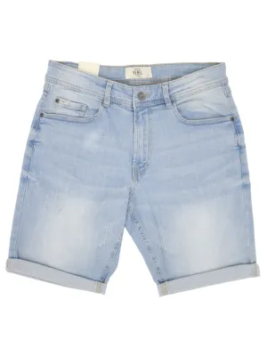 Men's Washed Denim Short,Light Blue Quick Layer