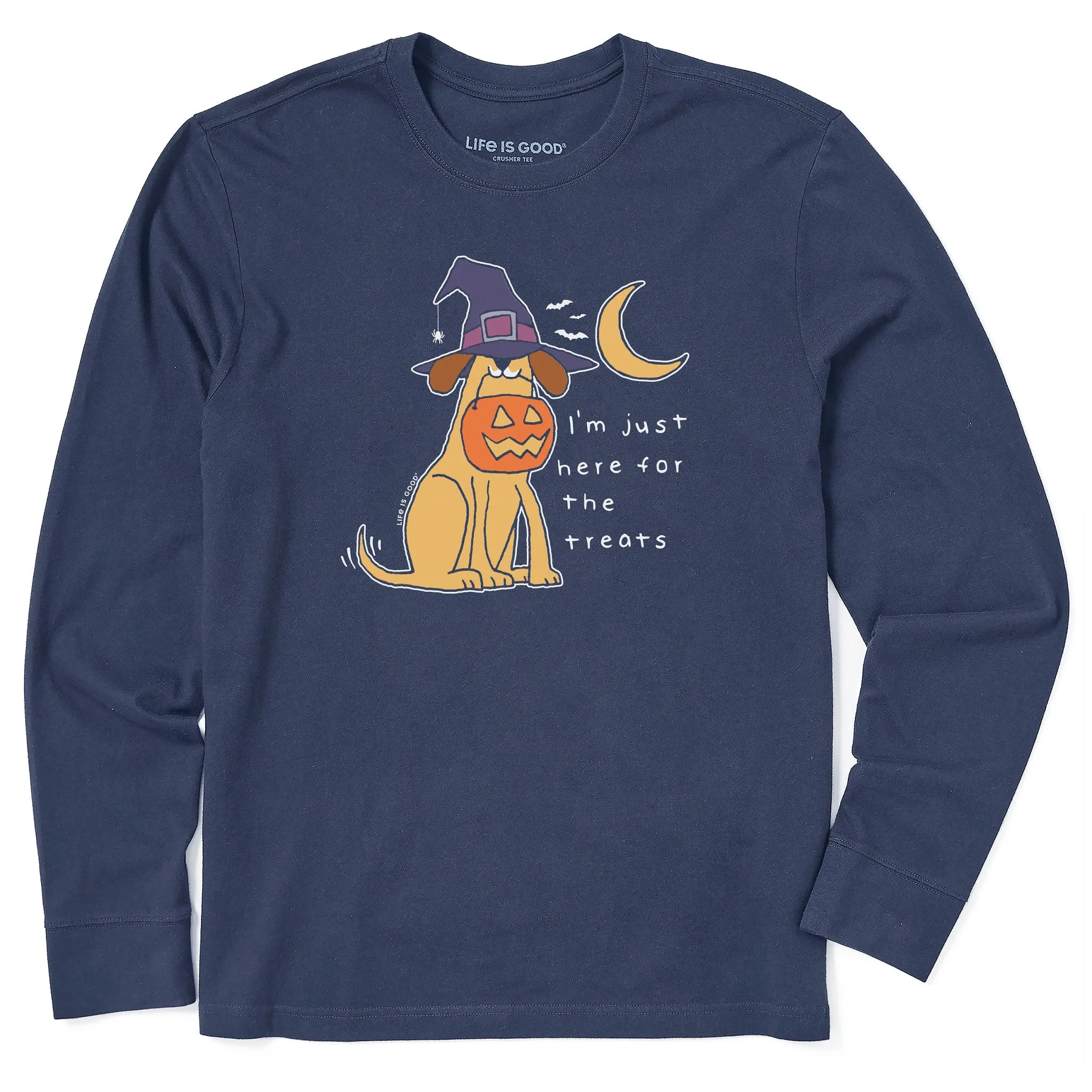 Men's I'm Just Here For the Treats Dog Long Sleeve Crusher Tee in demand Flexible Neckband