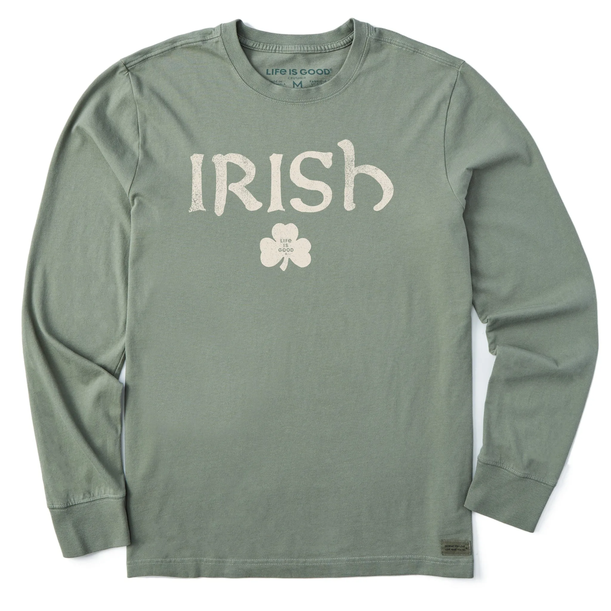 Layered Wear Versatile Wearable Men's Irish Clover 2 Long Sleeve Crusher Tee