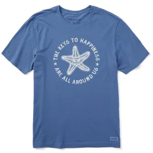Men's Keys to Happiness Starfish Short Sleeve Tee Breathable Stretch