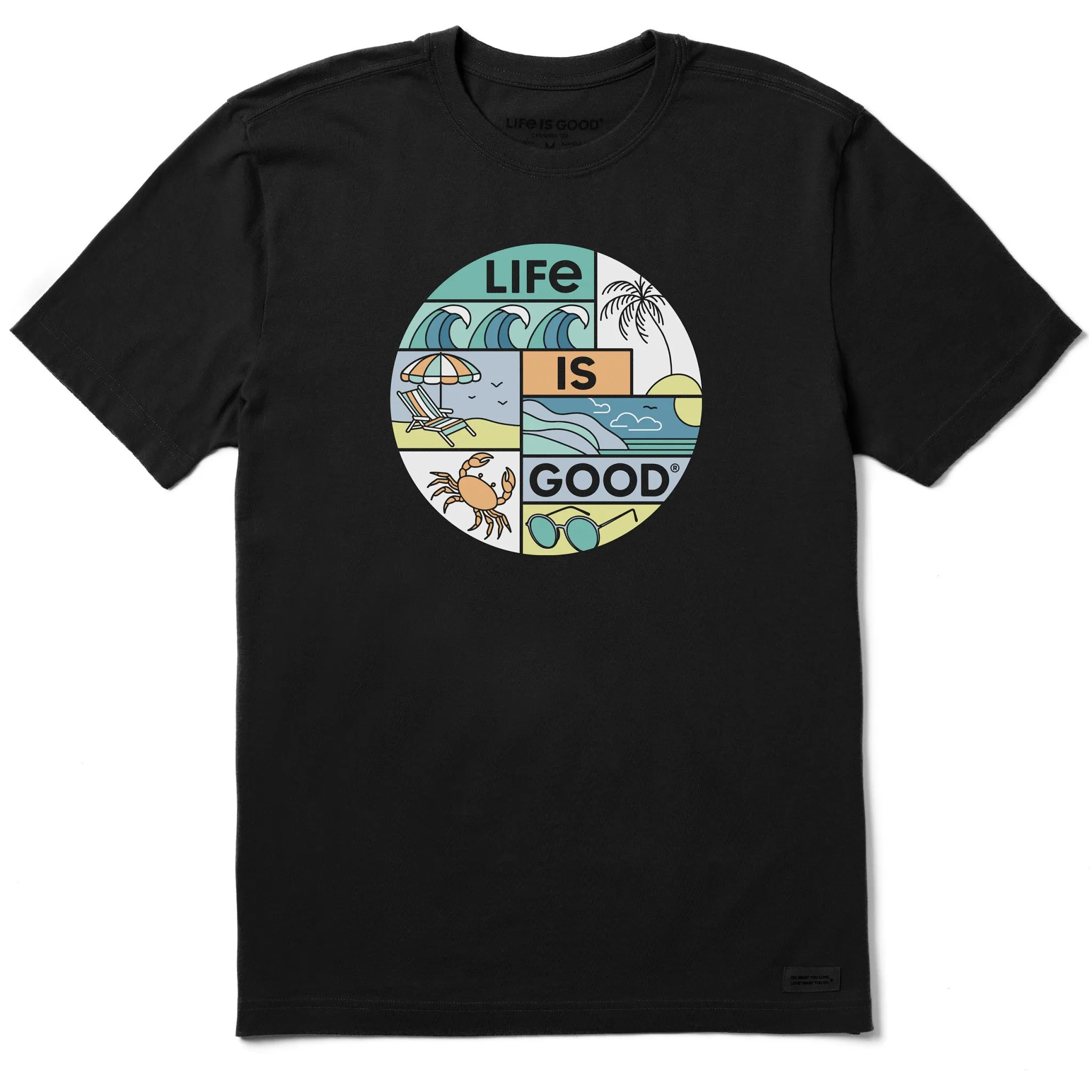 Men's Life is Good Beach Scenes Short Sleeve Tee Comfy Base
