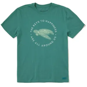 Men's Keys to Happiness Turtle Short Sleeve Crusher Tee Essential Fit Lightweight Layer