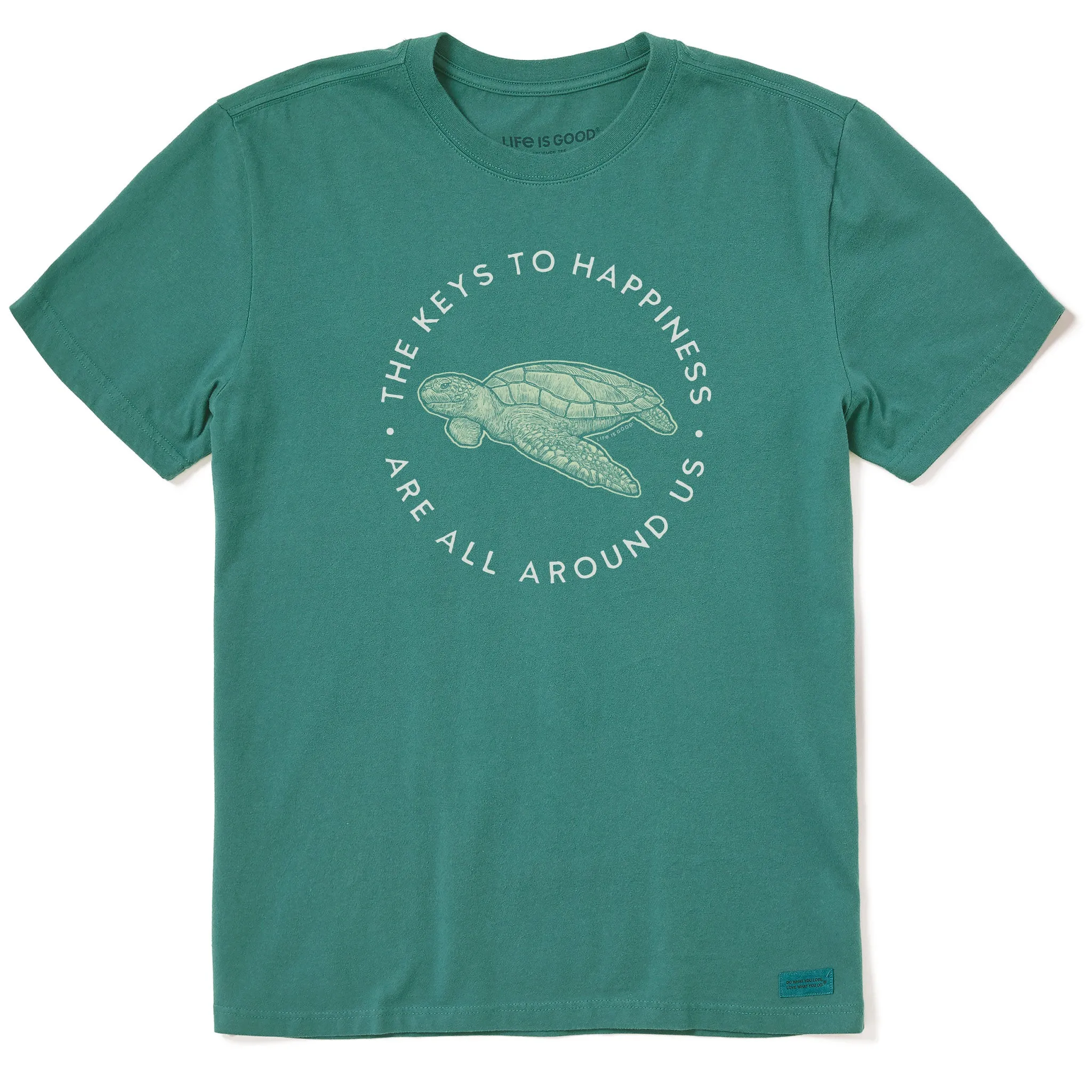 Light Fit Men's Keys to Happiness Turtle Short Sleeve Crusher Tee