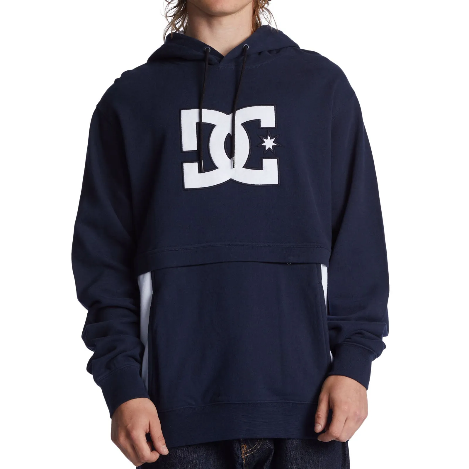 DC Shoes Mens Bandwidth Pullover Hooded Sweatshirt Hoodie - Navy Blazer Breathable Design