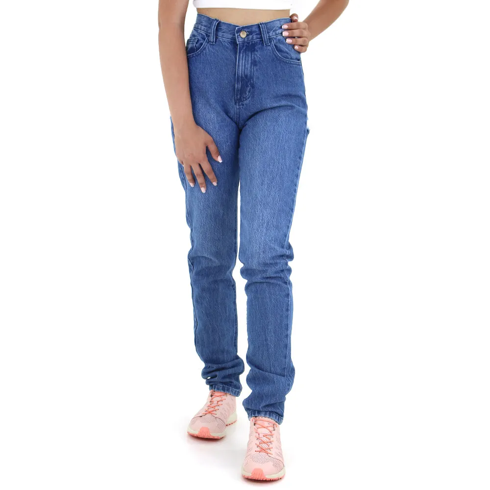 Women's Ripped Back Regular Jeans,Blue Relaxed Style Lightweight Durable Subtle Palette