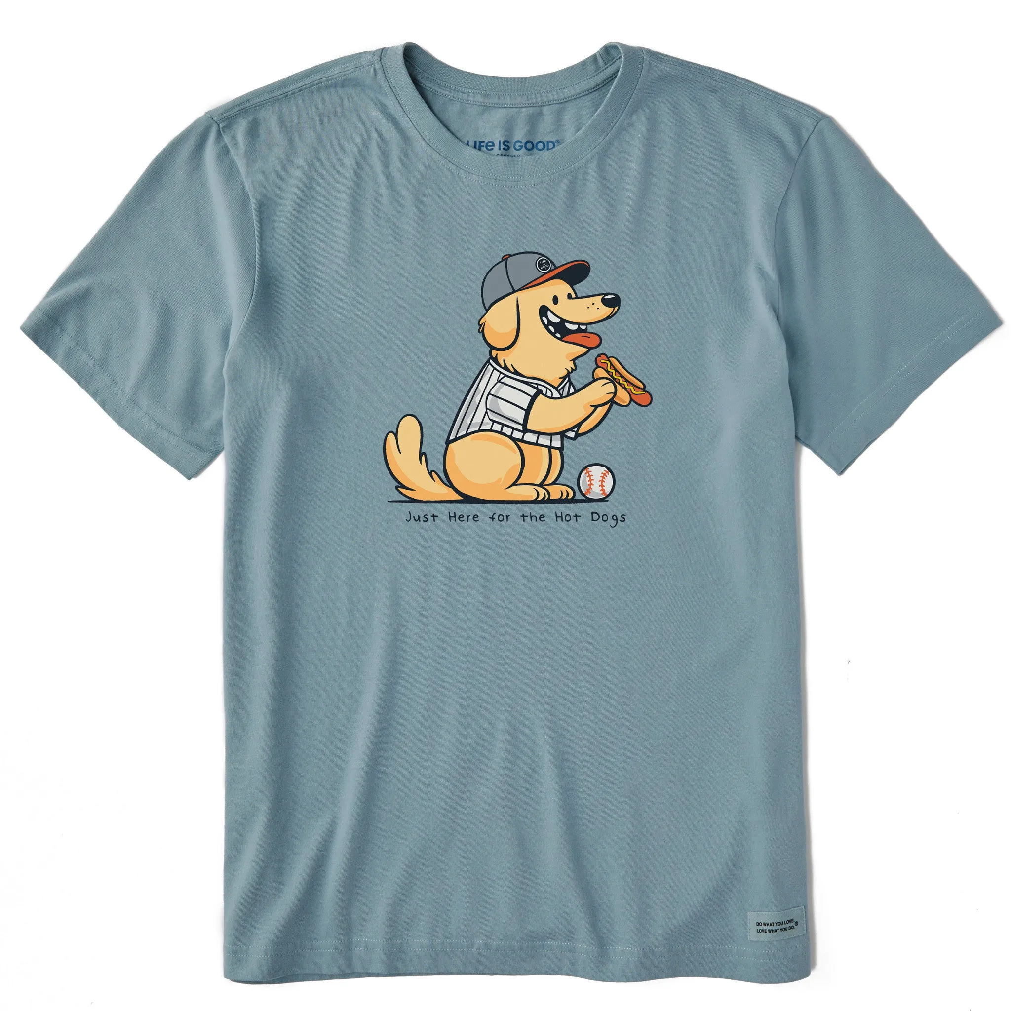 Men's Just Here for the Hot Dogs Golden Short Sleeve Crusher Tee Neutral Color SkinFriendlyFibers