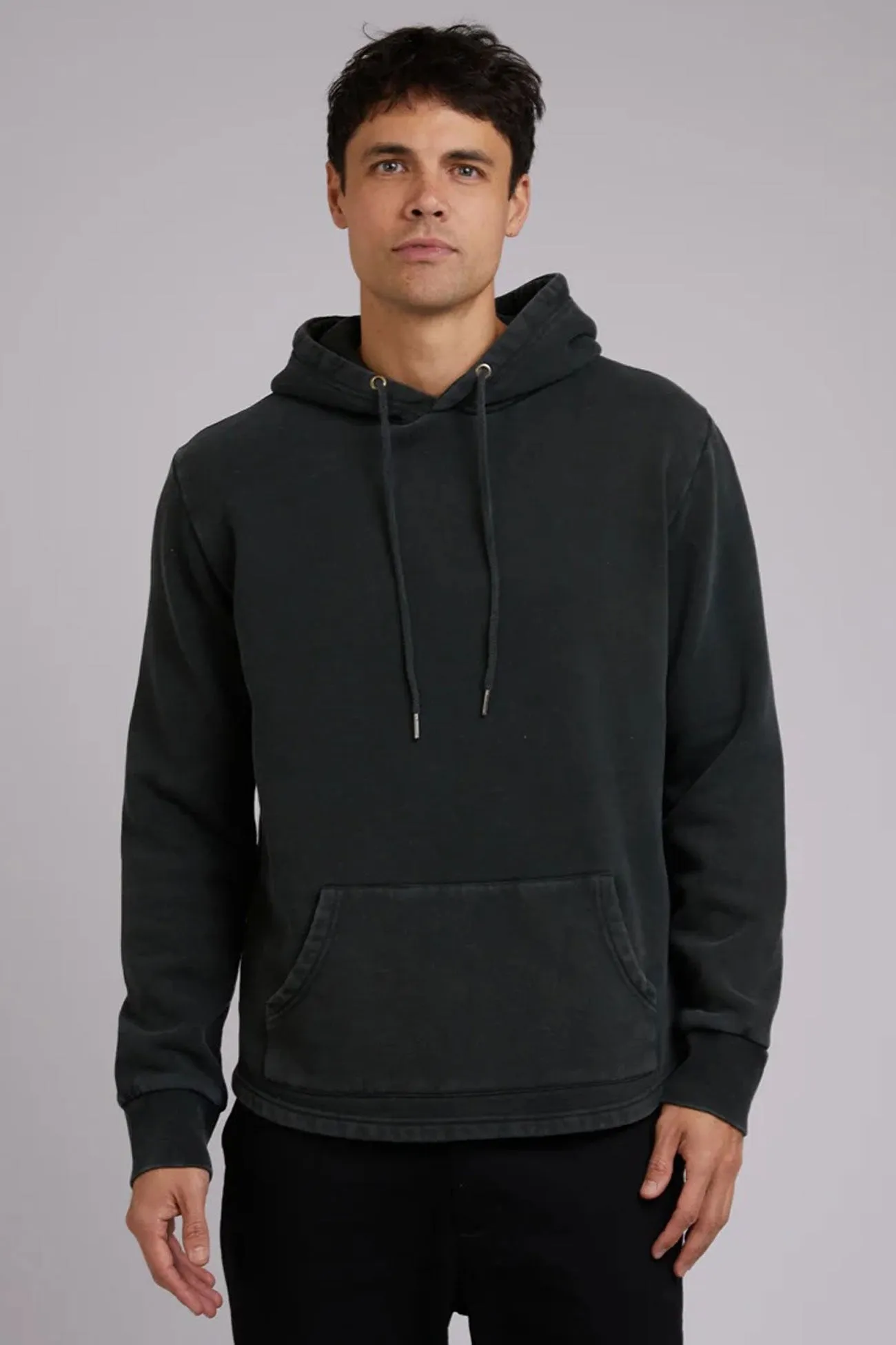 Curved Hem Hoody Dark Green Comfortable Layer