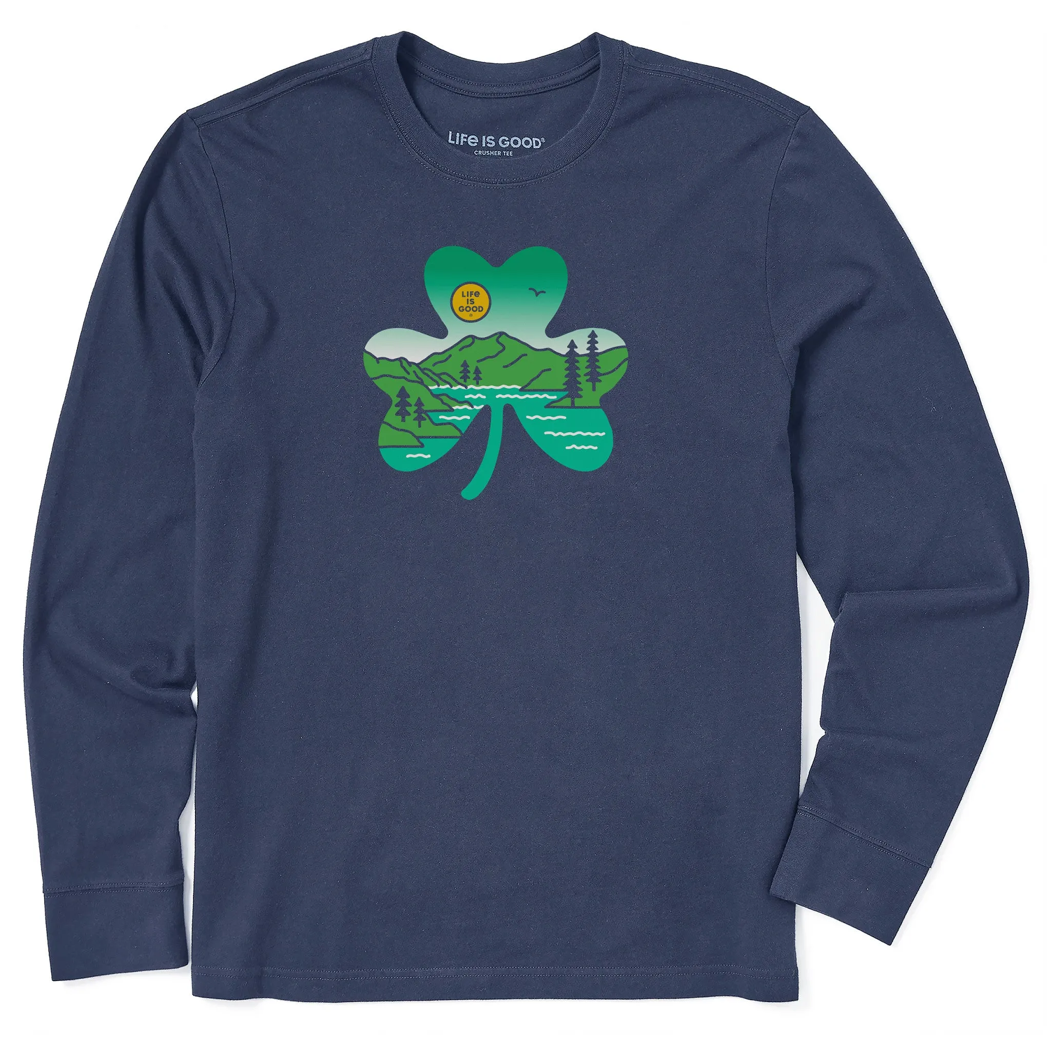 Active Wear Fit Men's Irish Shamrock Landscape Long Sleeve Crusher Tee