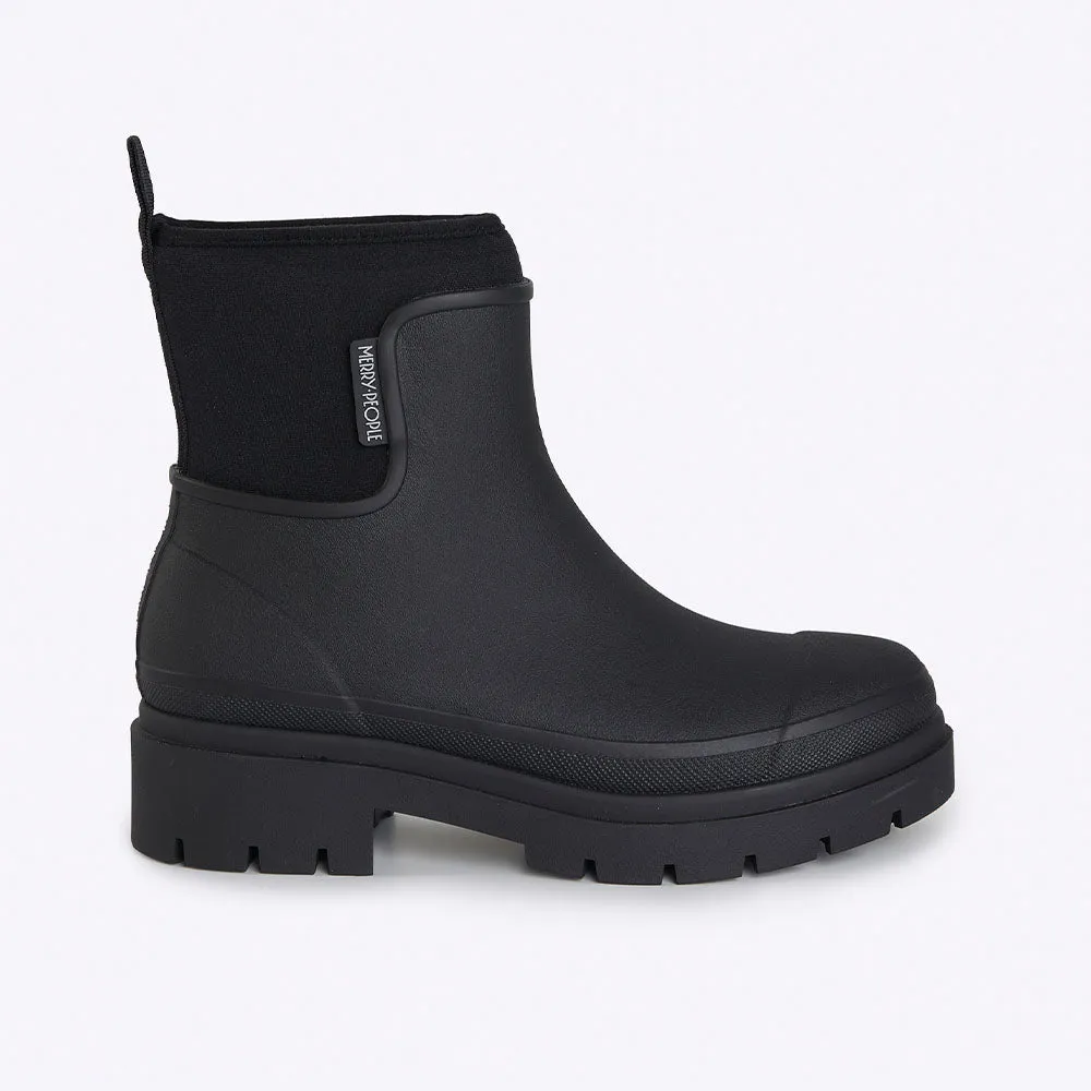 Breathable Uppers Rugged Built Daily Walks Tully Rain Boot in Black from Merry People