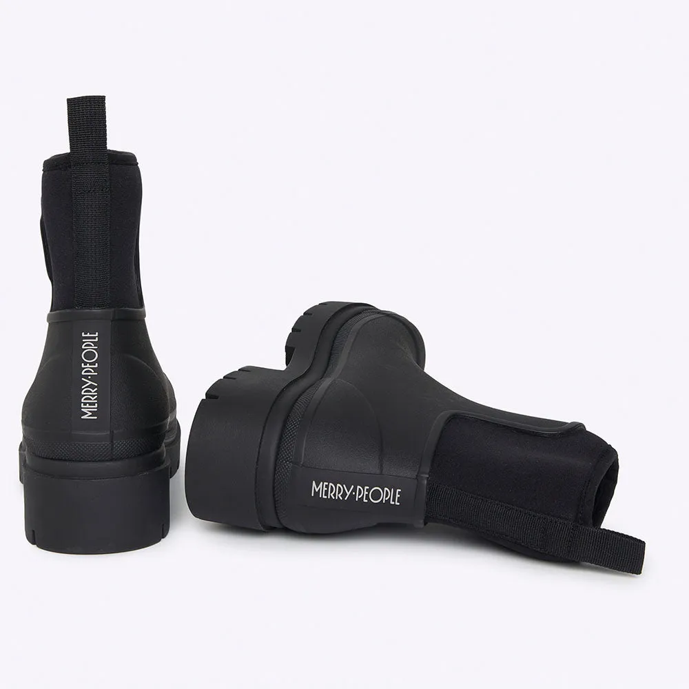 Tully Rain Boot in Black from Merry People Industrial Site Punk Bold