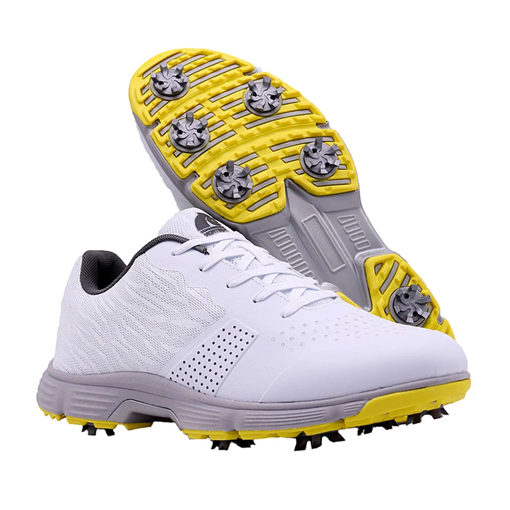 Impact Foam Air Flow Ask Echo G615 Men's Professional Spikes Golf Shoes / White
