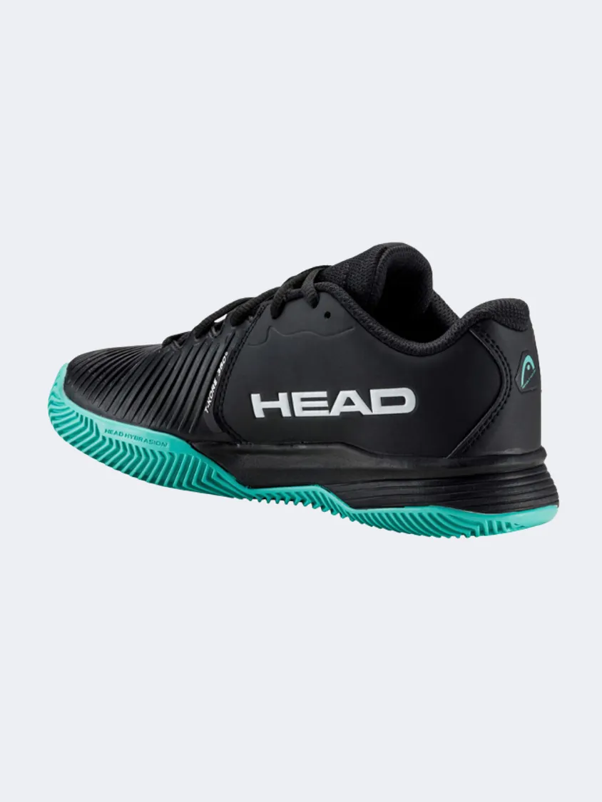 Head Revolt Pro 4.0 Clay Kids Tennis Shoes Black/Teal Reinforced Heel Stabilizer Handcrafted Detailing
