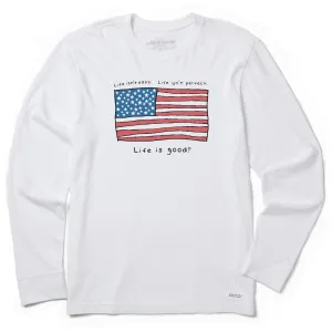 Breathable and Comfortable Lightweight Fashion Men's Life is Good America Long Sleeve Crusher Tee