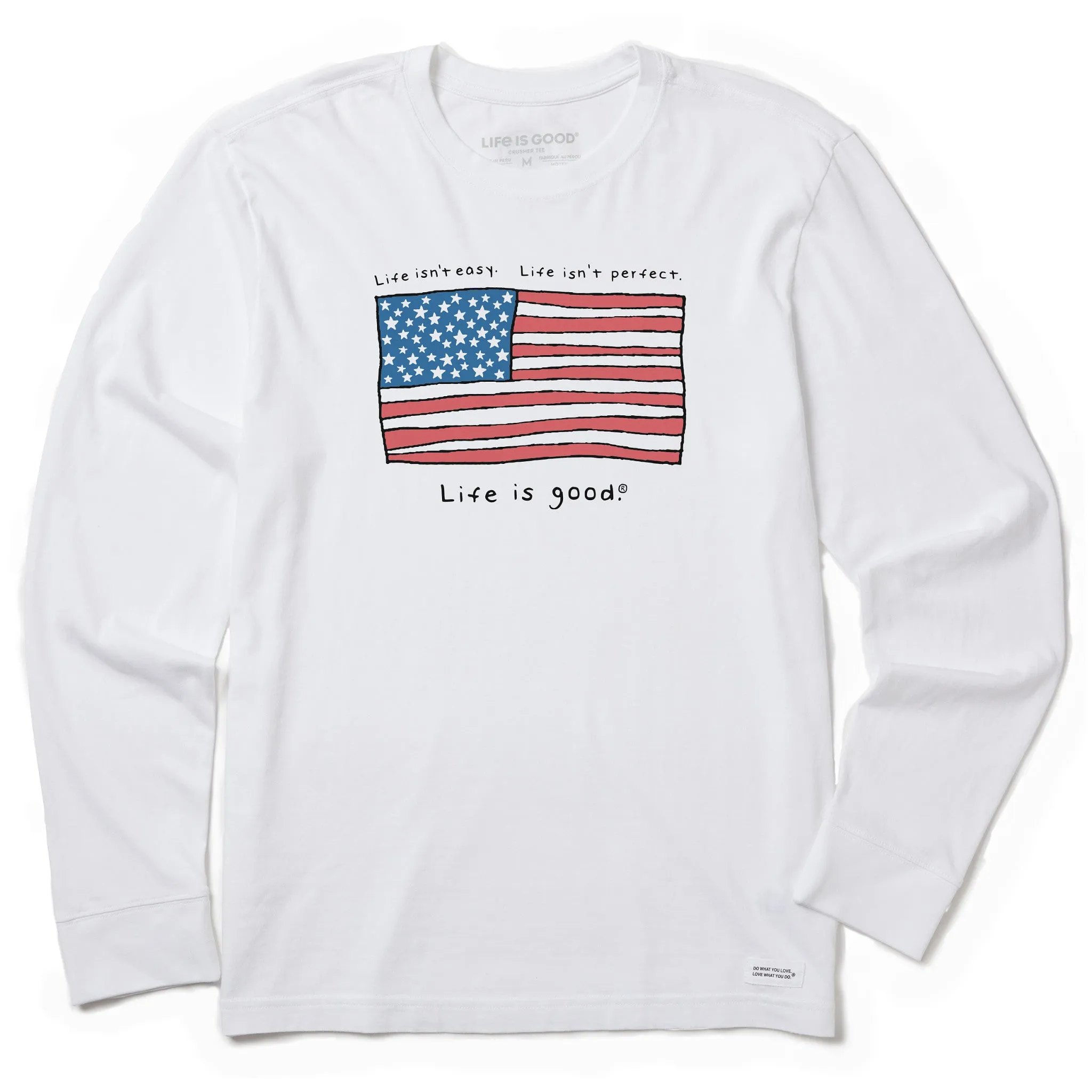 Men's Life is Good America Long Sleeve Crusher Tee Fit for Everyone