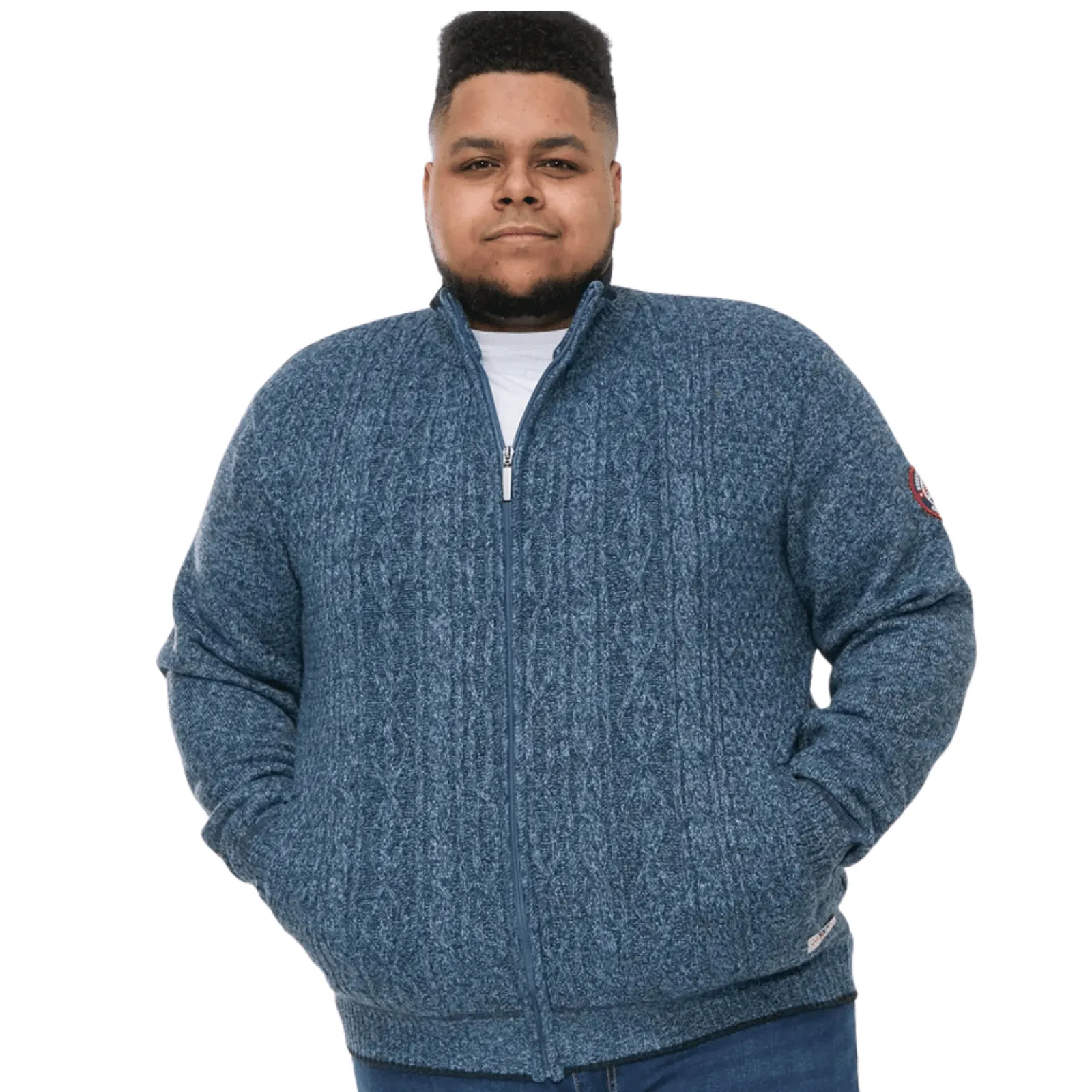 Comfy Street Style D555 Mens Eccles Big & Tall Cable Knit Full Zip Jacket