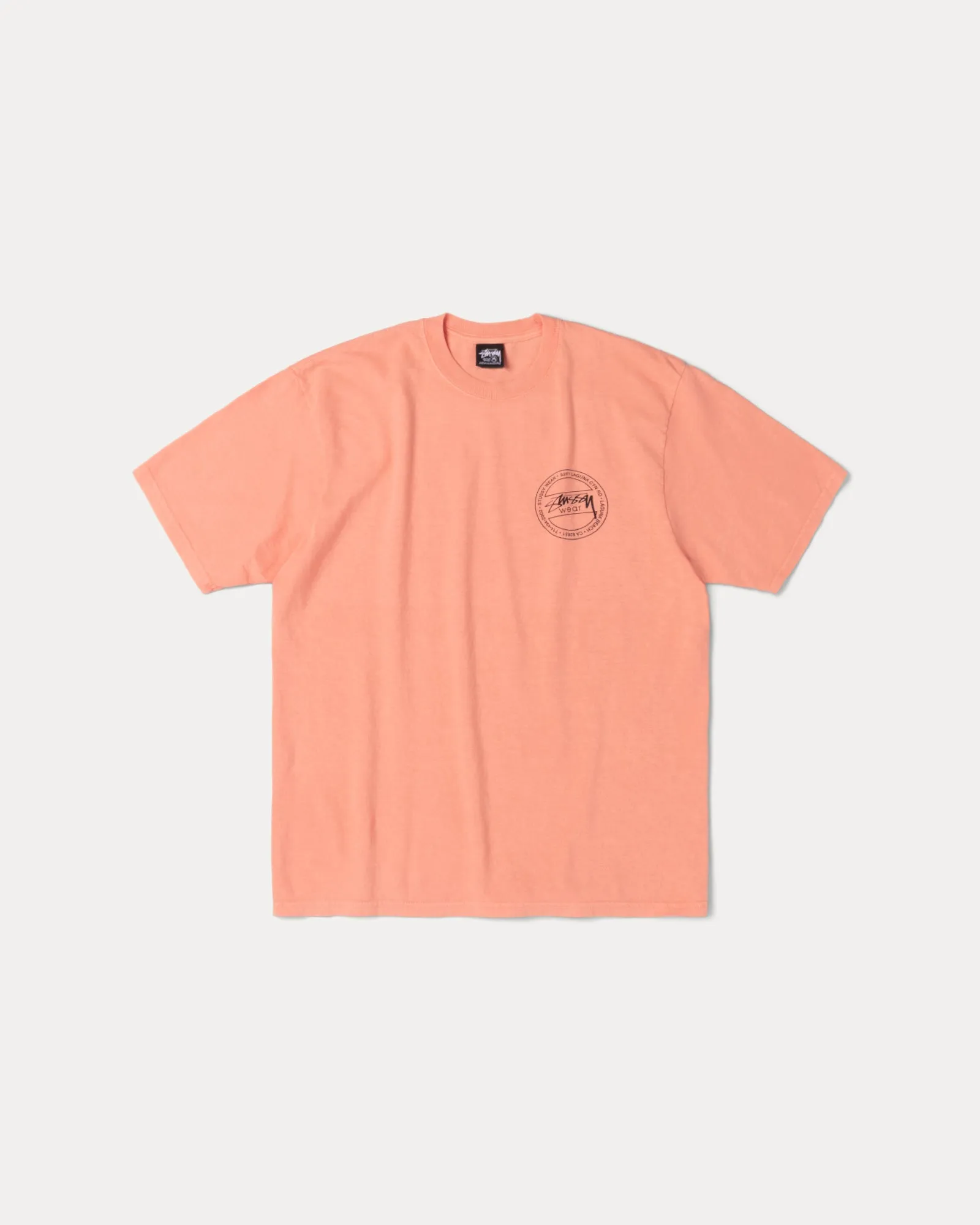 Summer Casual Ribbed Collar Trim ST??SSY WEAR TEE PIGMENT DYED