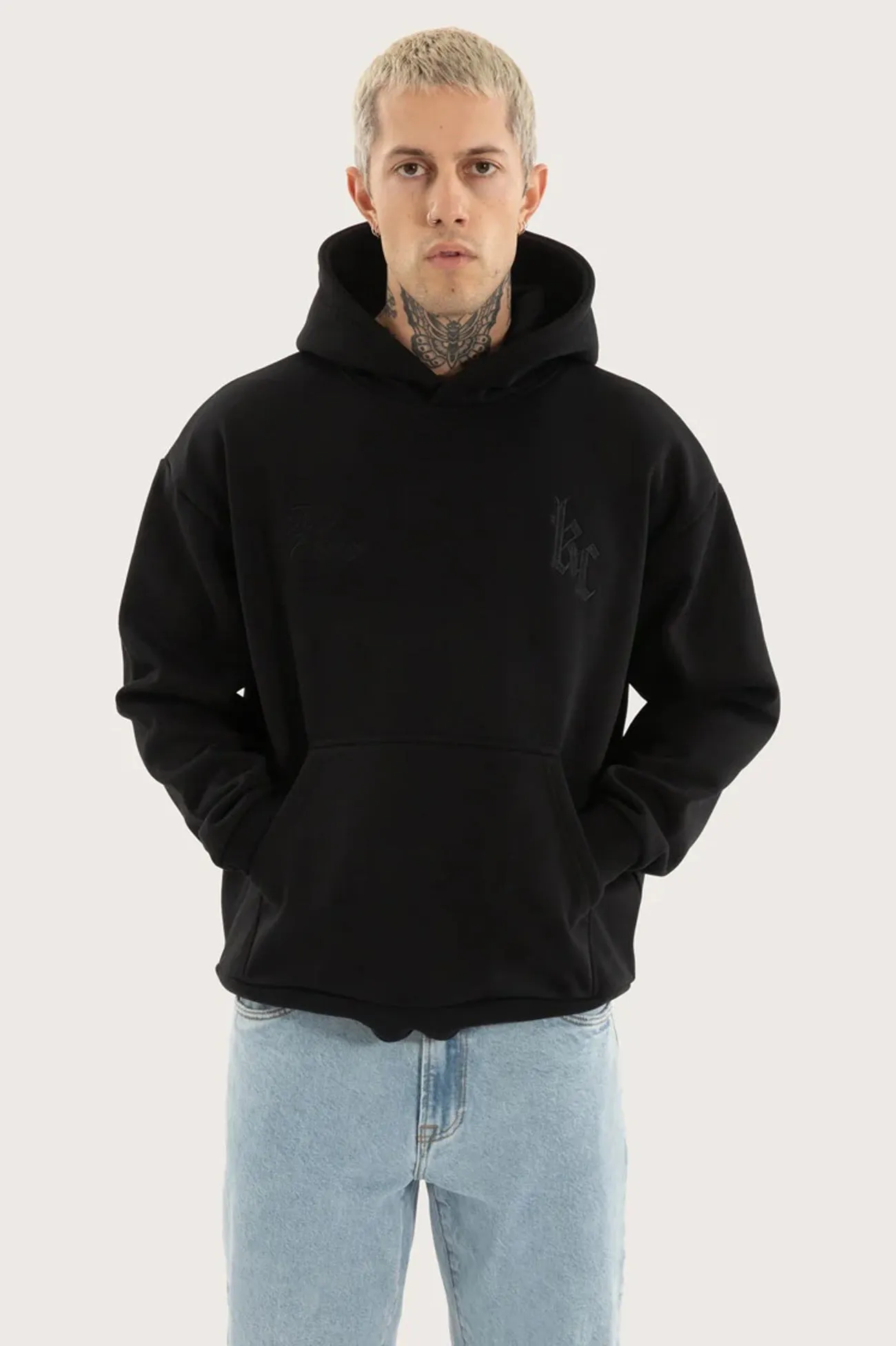 Soft and Warm Chained Relaxed Hoodie Jet Black