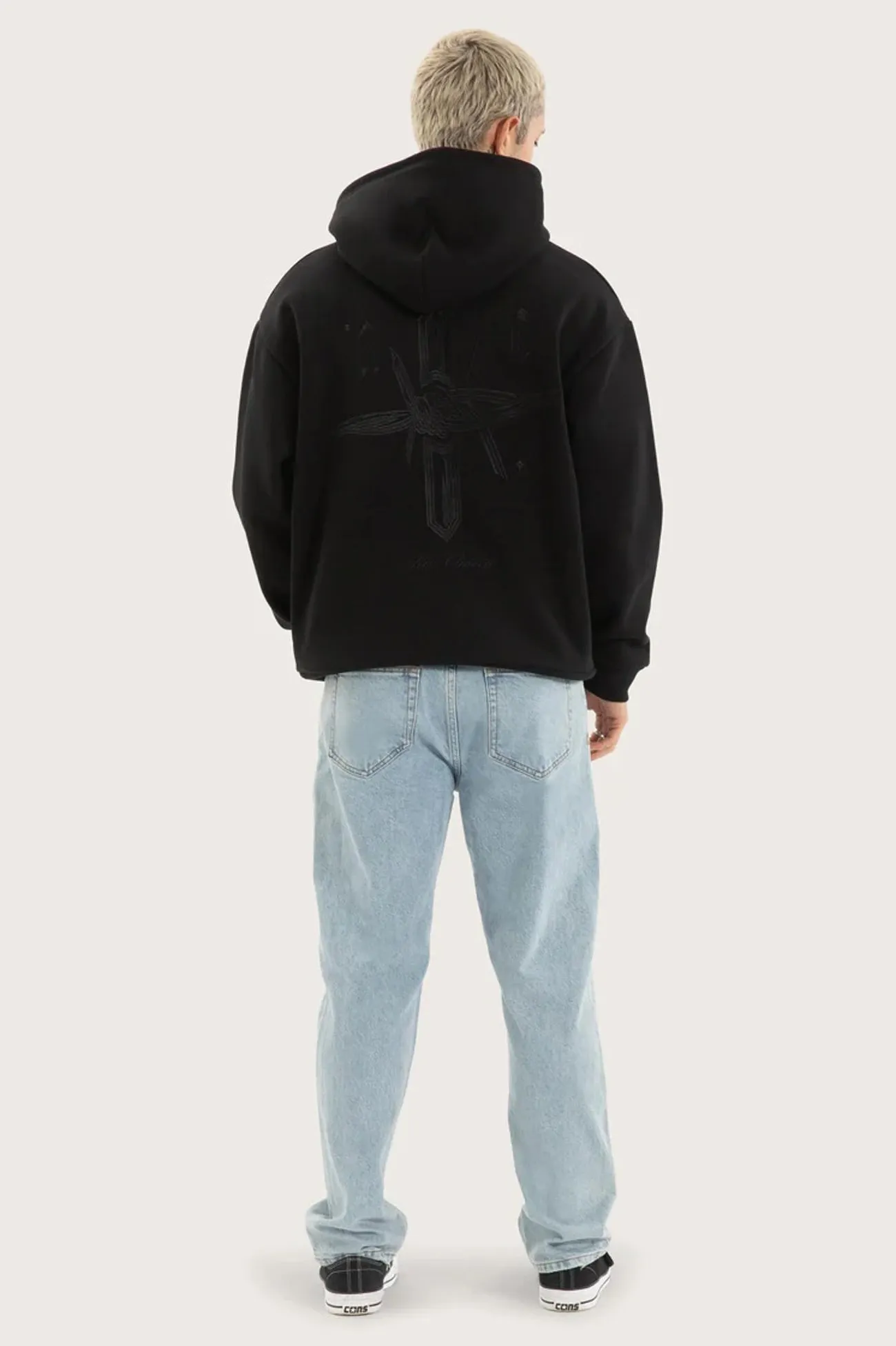 Chained Relaxed Hoodie Jet Black product marketing Brand Identity