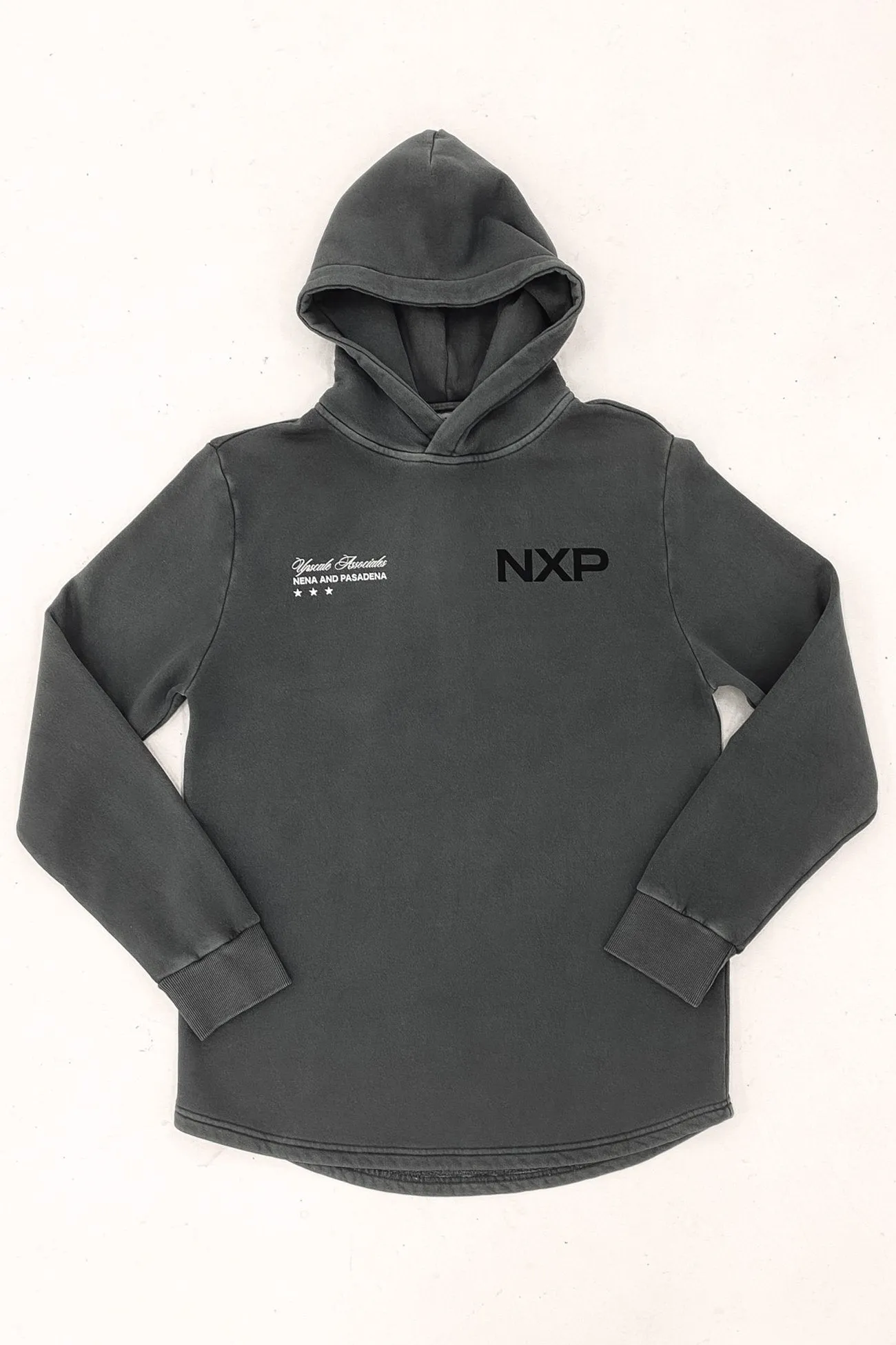 Snug Fit Duster Dual Curved Hoodie Pigment Charcoal