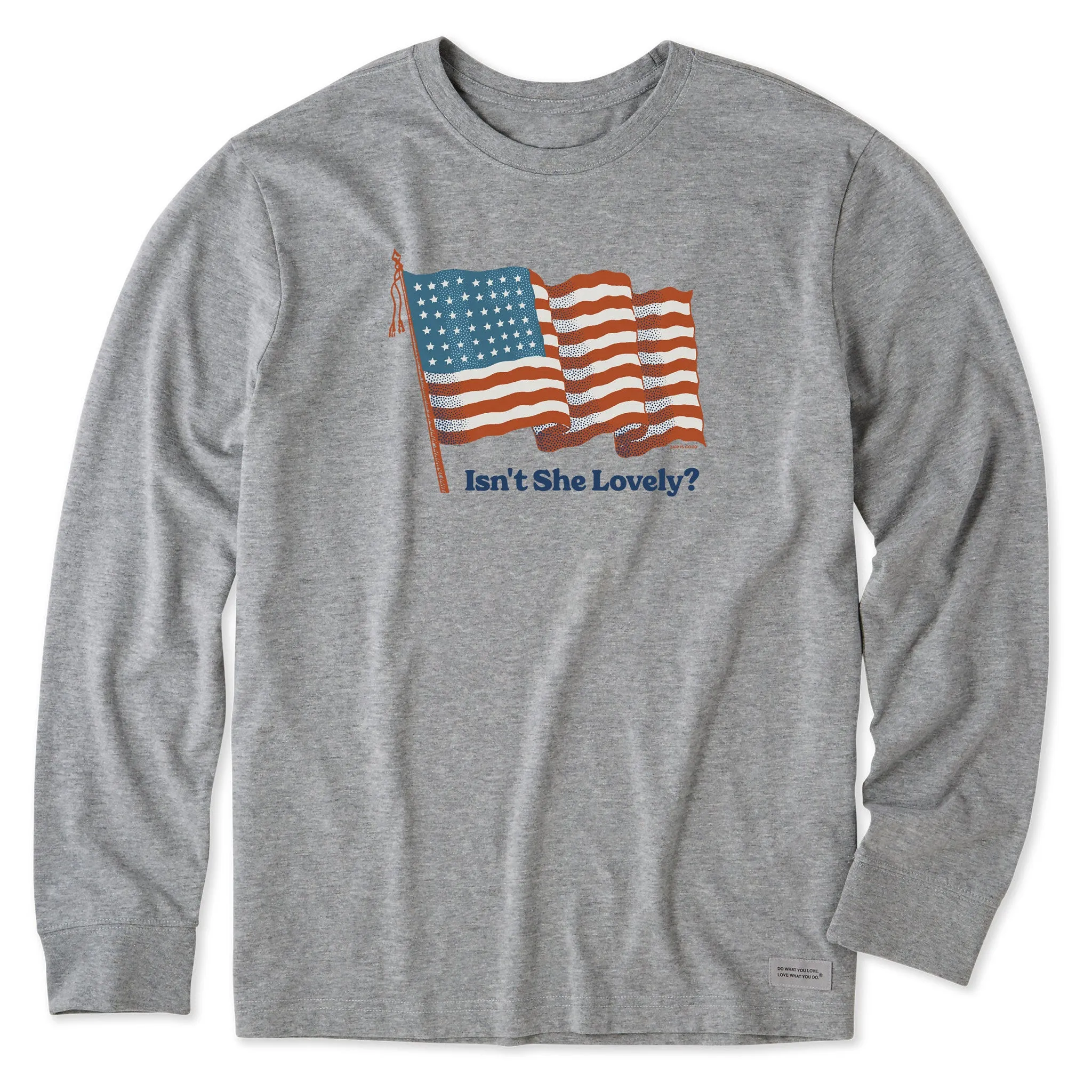 Men's Isn't She a Lovely Flag Long Sleeve Crusher Tee Low Impact Manufacturing Chic Casual Wear