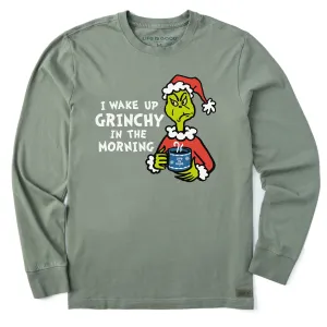 Cozy Look Wear Men's I Wake Up Grinchy in the Morning Long Sleeve Crusher Tee