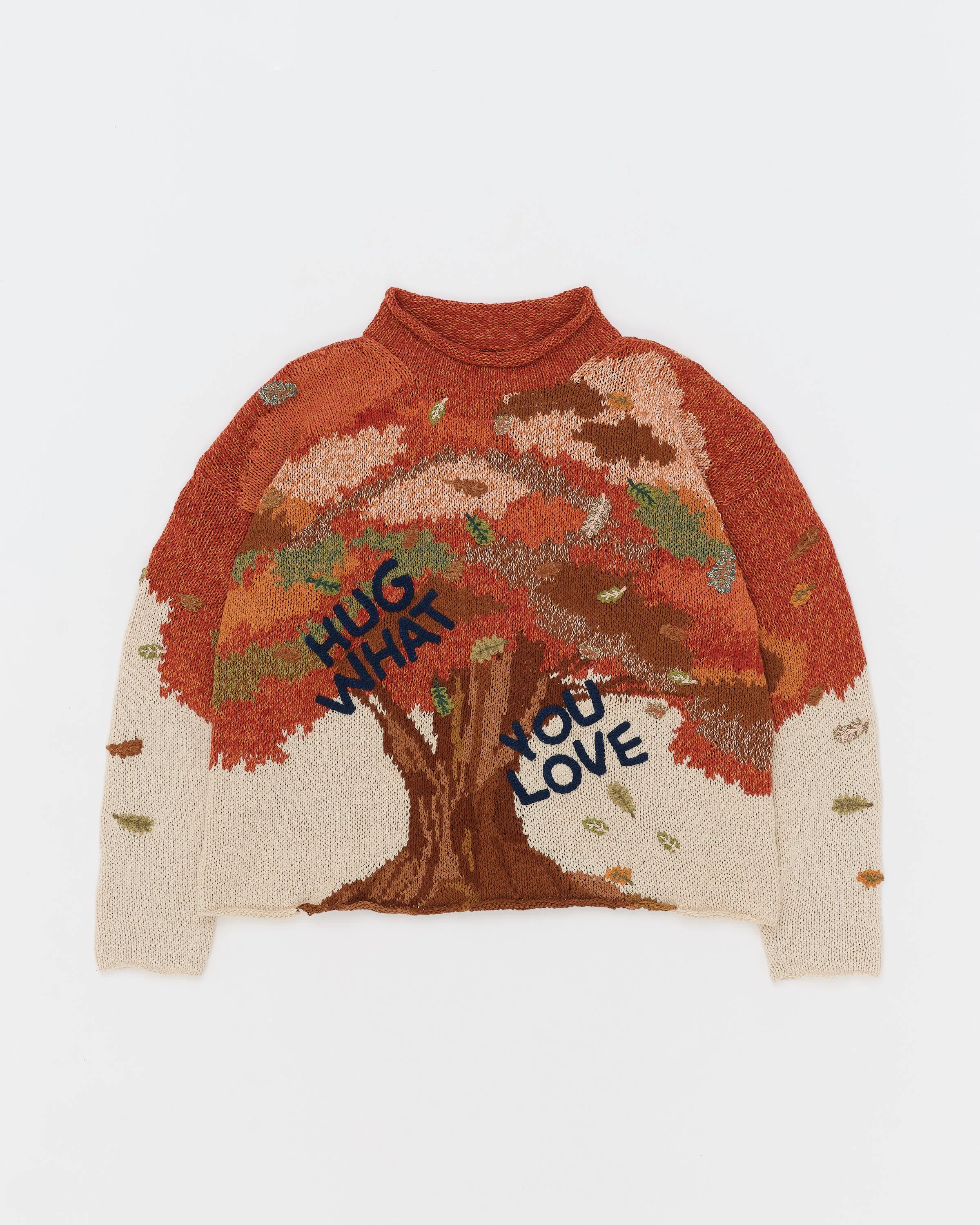 Twinsun Knit Rollneck - Orange Hug What You Love Interlock Ribbed Collar Versatile Layer