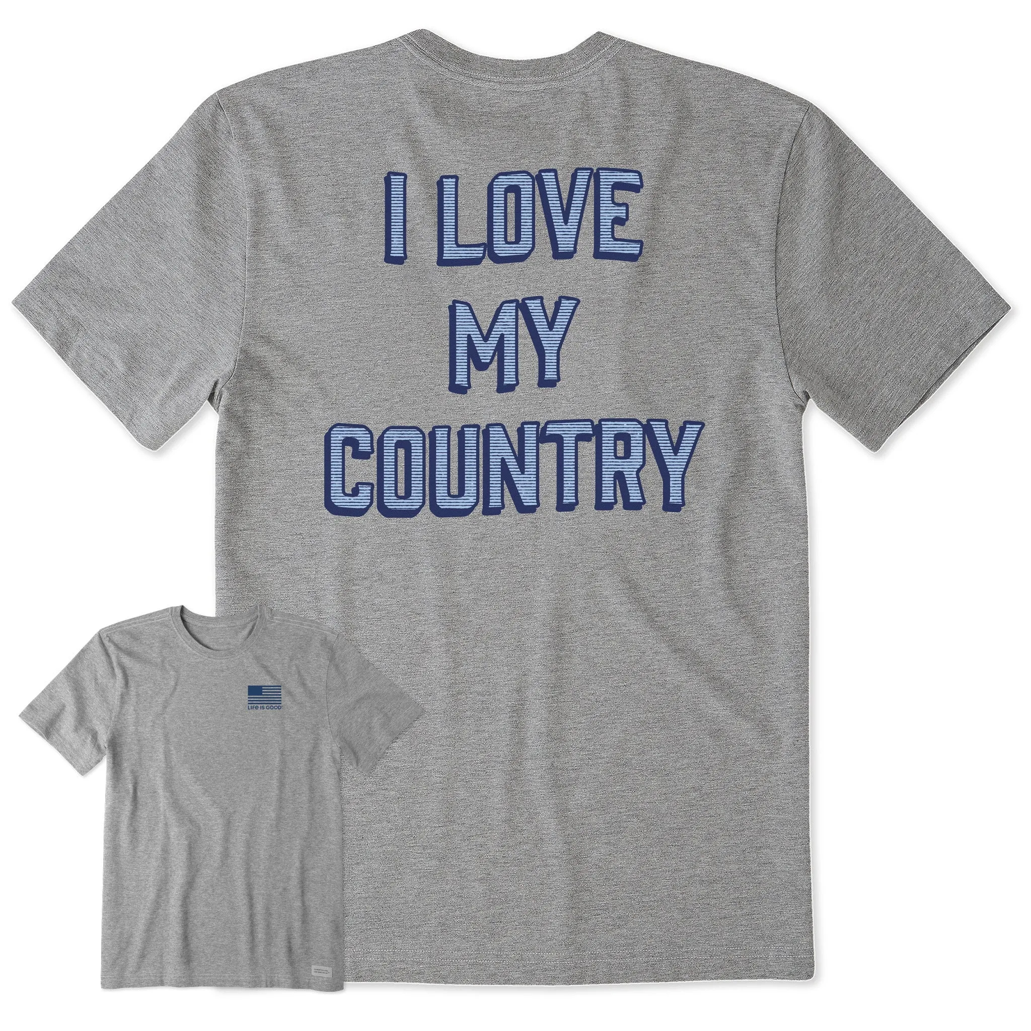 Odor Resistant Treatment Fresh Outfit Style Men's I Love My Country Short Sleeve Tee