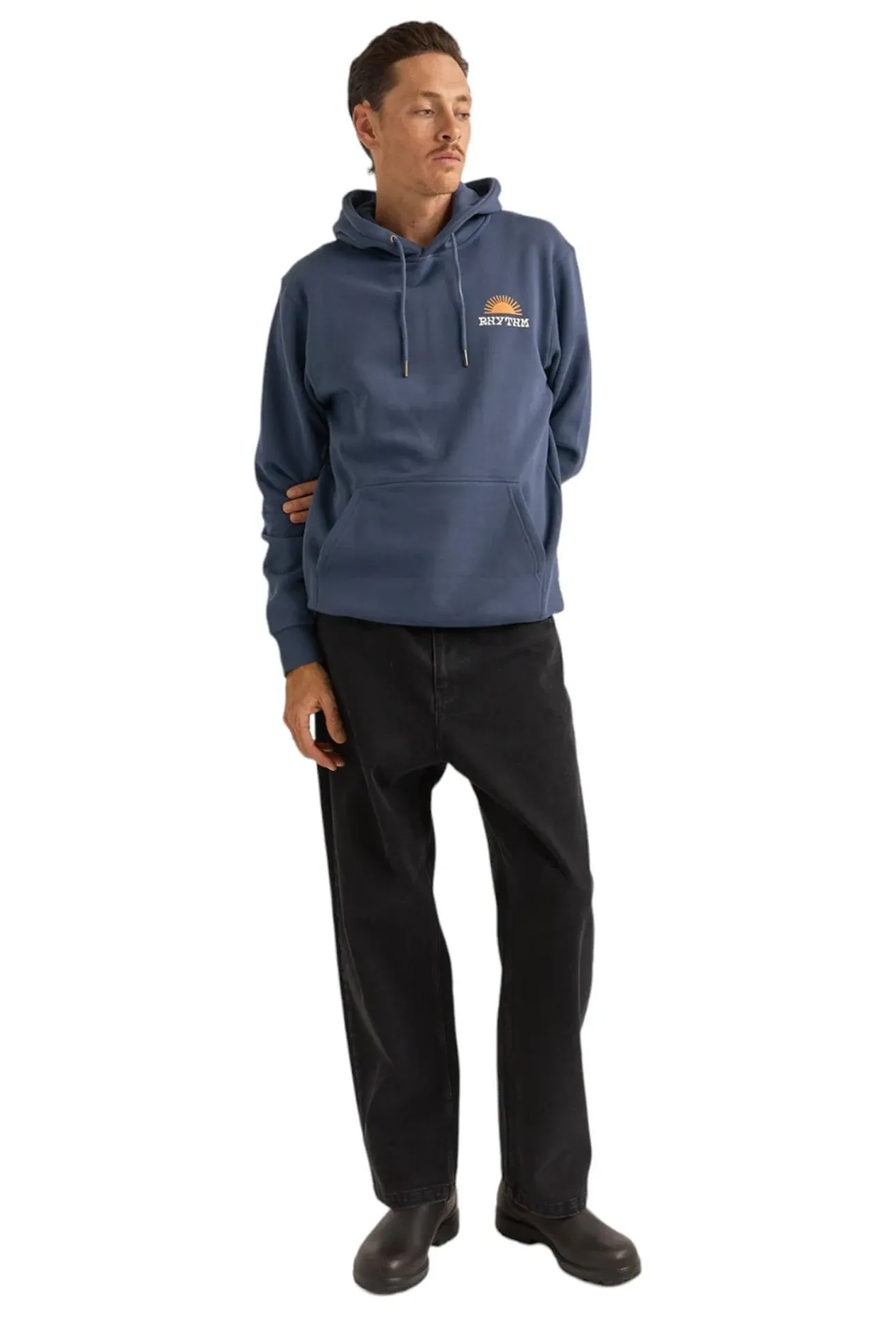 Modern Relaxed Awake Fleece Hood Navy