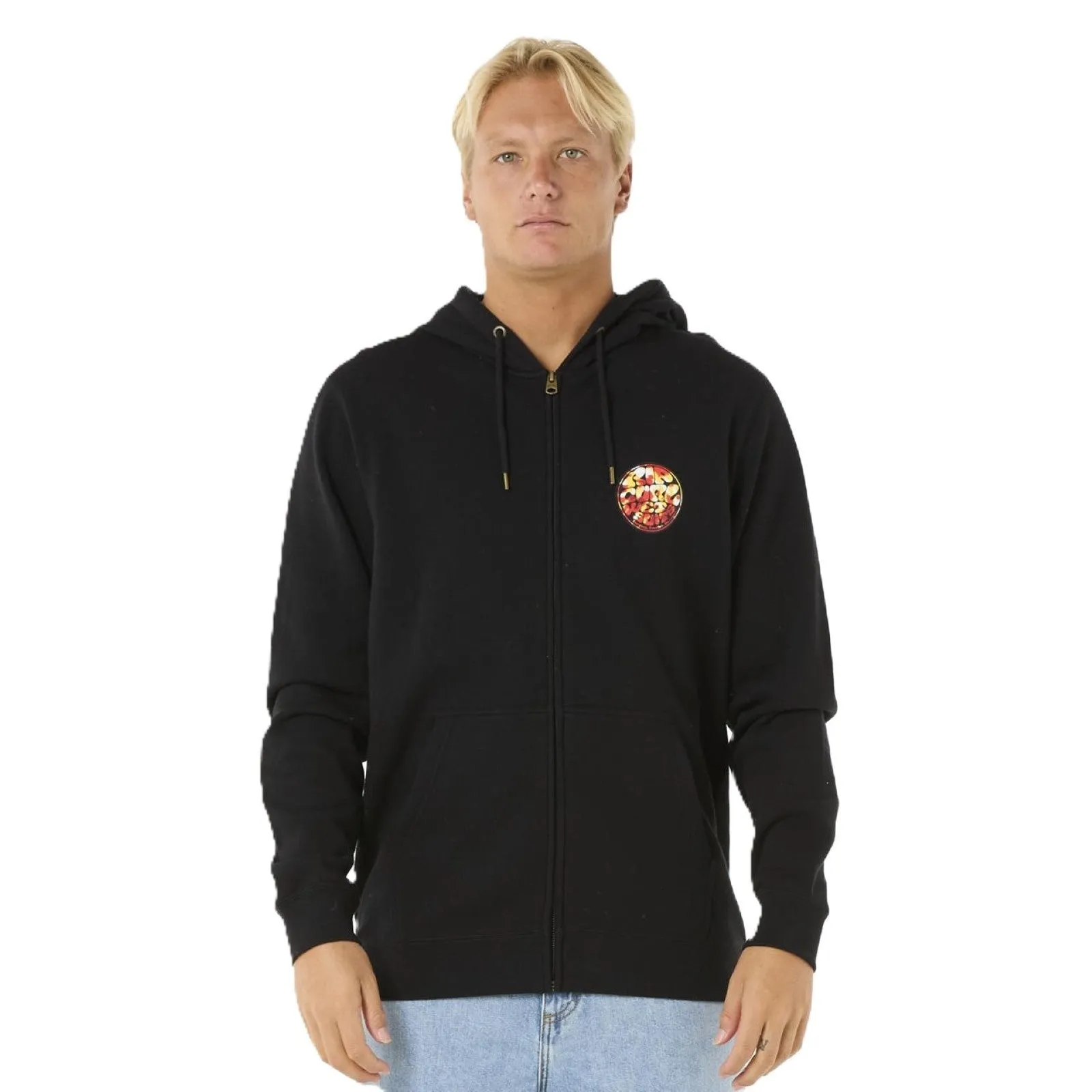 snap buttoned Rip Curl Mens Wettie Passage Icon Full Zip Hoodie