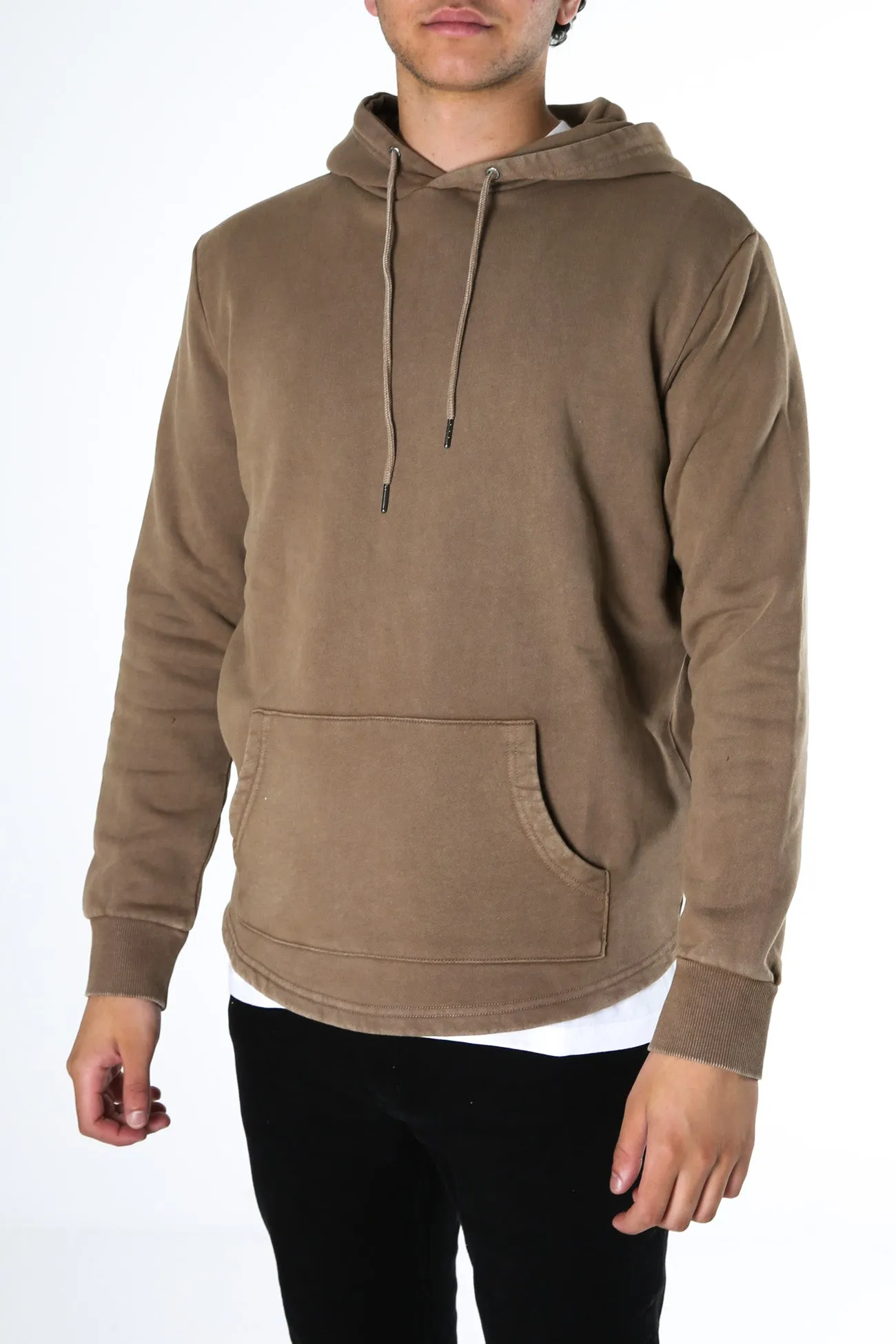 Urban Relaxed dry cleanable Curved Hem Hoody Brown