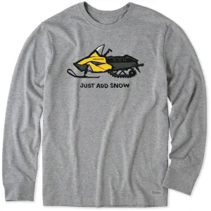 Men's Just Add Snow Snowmobile Long Sleeve Crusher Tee Affordable accessibility Minimal Style Trend