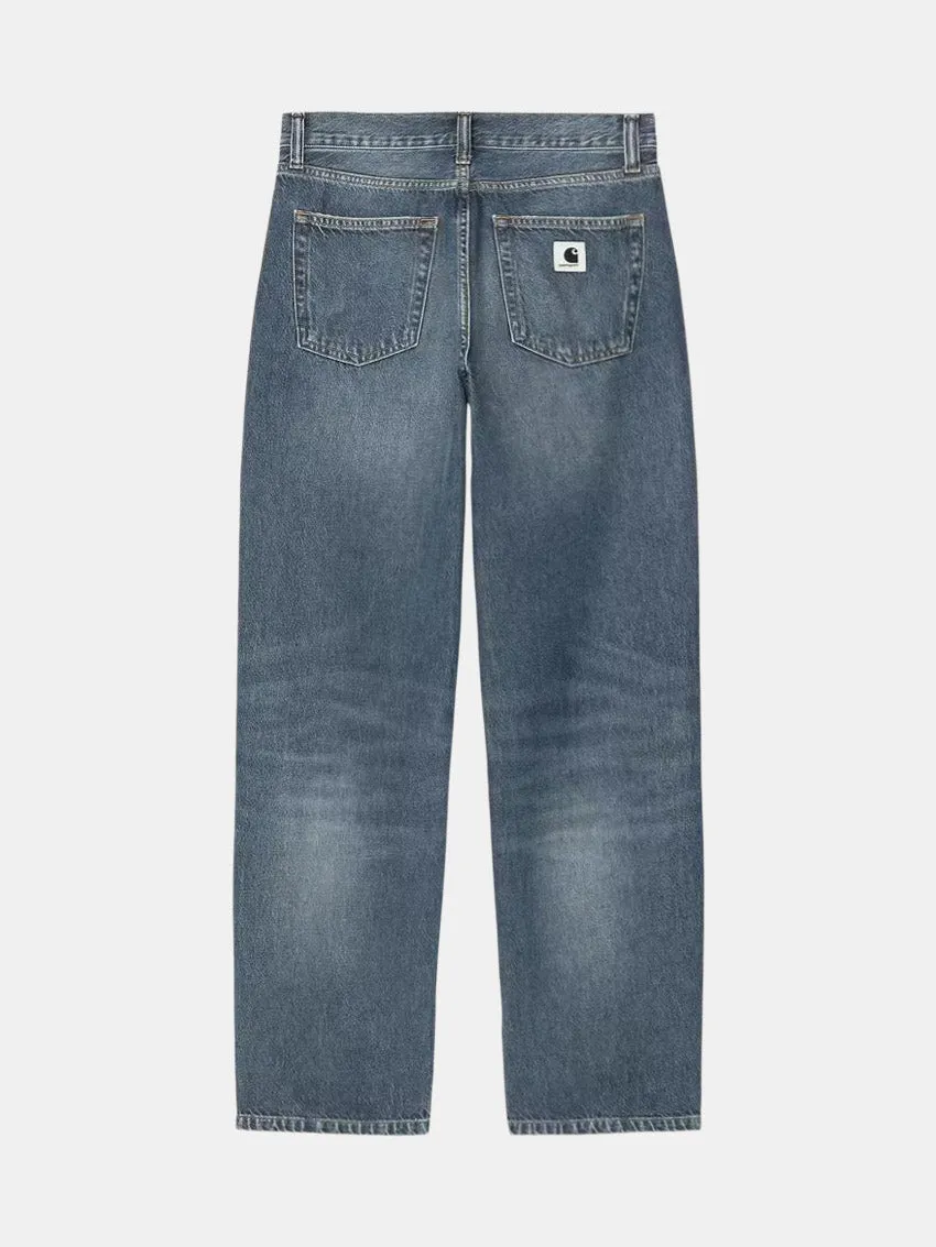 W Arin Jeans Blue Dark Used Barrel Leg Construction