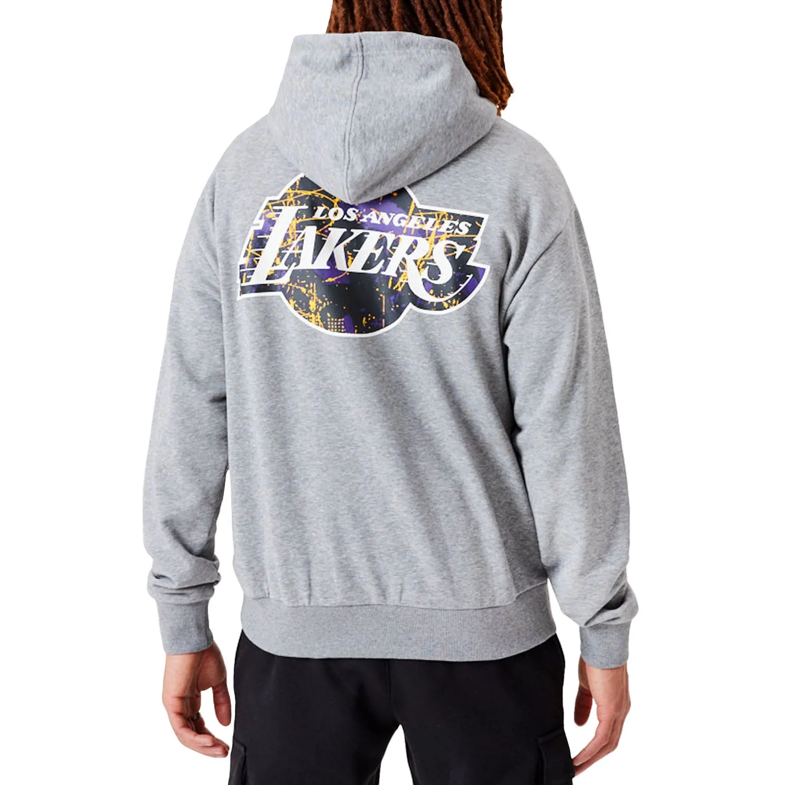 Chill Layers New Era Mens Los Angeles Lakers Infill Team Logo Oversized Hoodie - Black