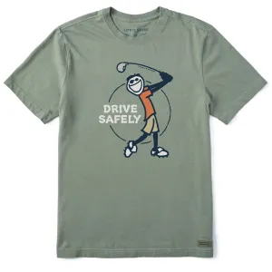 Men's Jake Golf Drive Safely Short Sleeve Crusher-LITE Tee Ultra Soft Finish Minimal Design