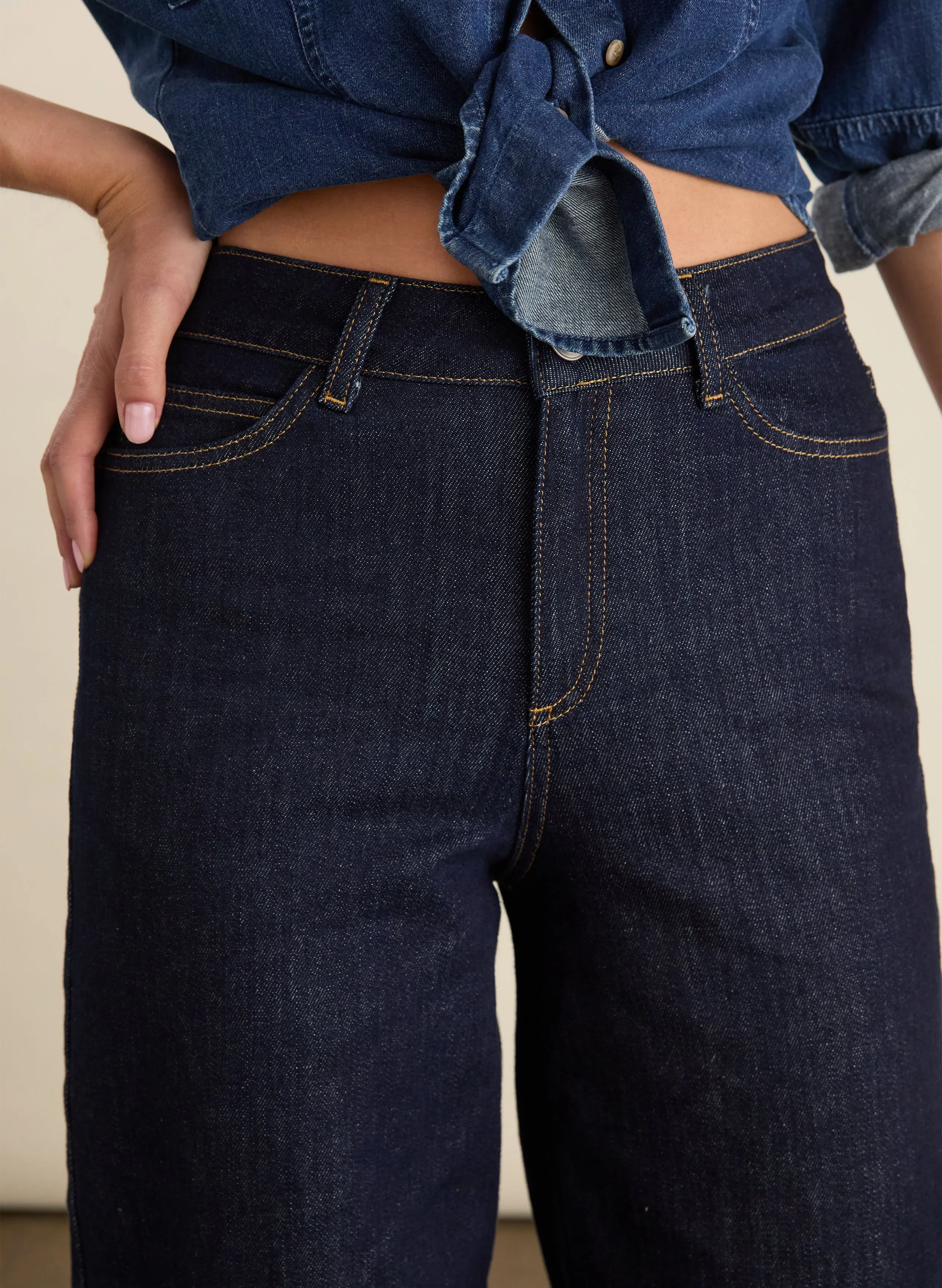 Nixi Organic Cotton Stretch Denim Barrel Jeans Vintage Inspired Weave