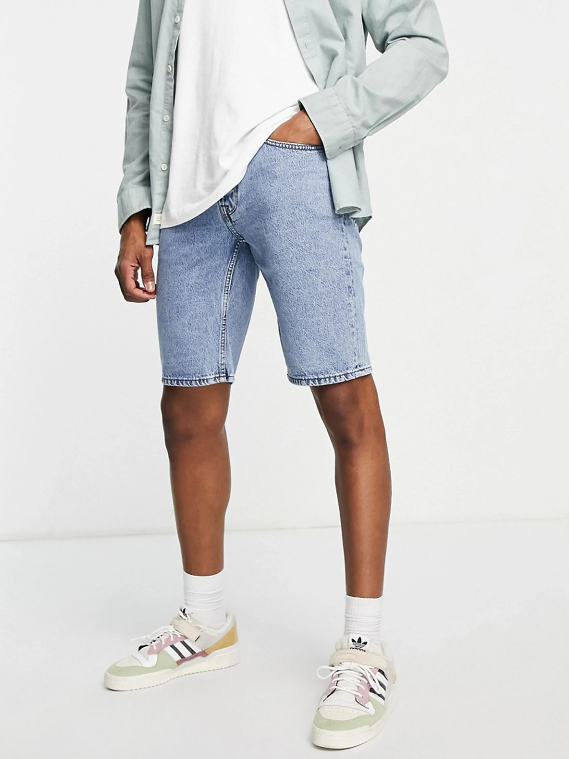 Casual Look Men's Loose Fit Denim Short,Light Blue