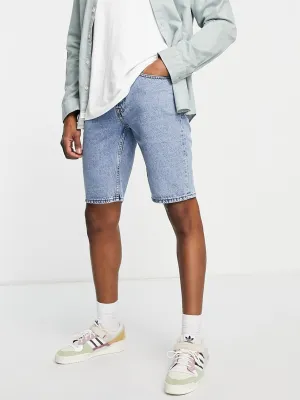 Men's Loose Fit Denim Short,Light Blue Outdoor Relax Soft Inner Lining