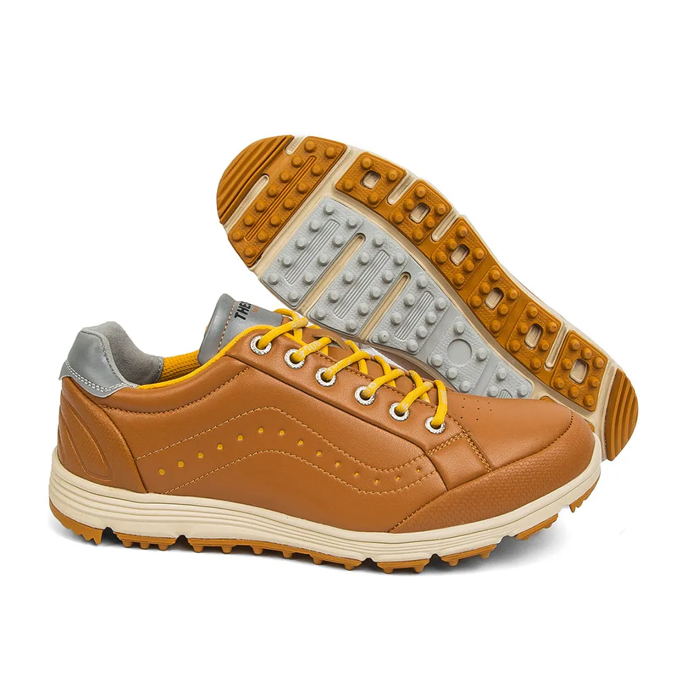 Pro Motion Ask Echo G718 Men's Breathable Spikeless Golf Shoes / Brown