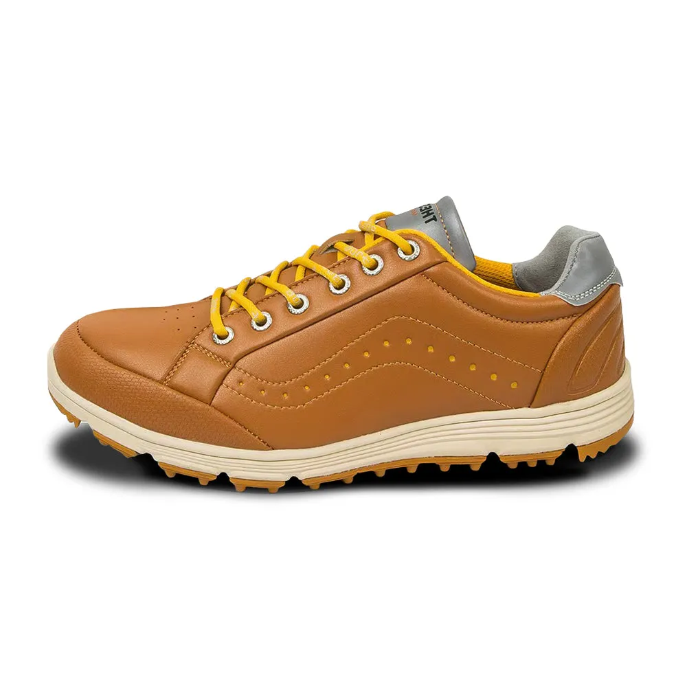 Ask Echo G718 Men's Breathable Spikeless Golf Shoes / Brown On Course