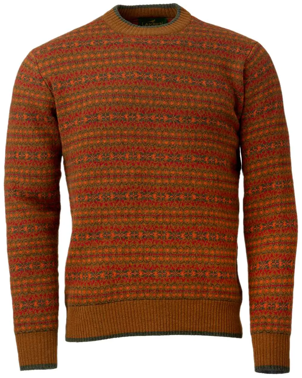 Flexible Waistline Smooth Yarn Laksen Mens Voss Jacquard Sweater