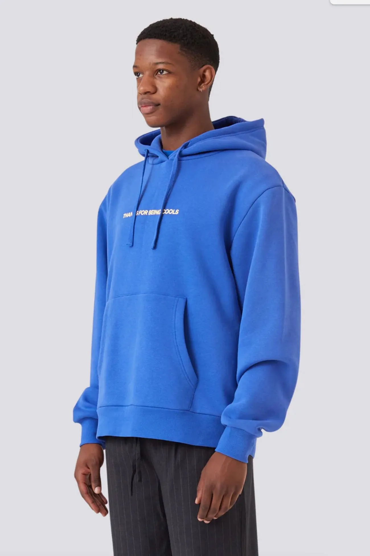 Striped Thanks Hood Cyber Blue