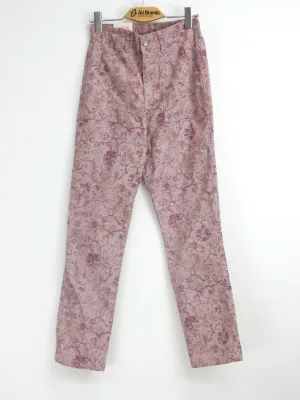Women's Floral Printed Jeans Pants,Pink Modern Silhouette Base Look