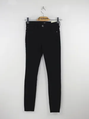 Women's High Rise Slim Fit Plain Jeans,Black Thermal Regulating Fabric Reinforced Stitching Details