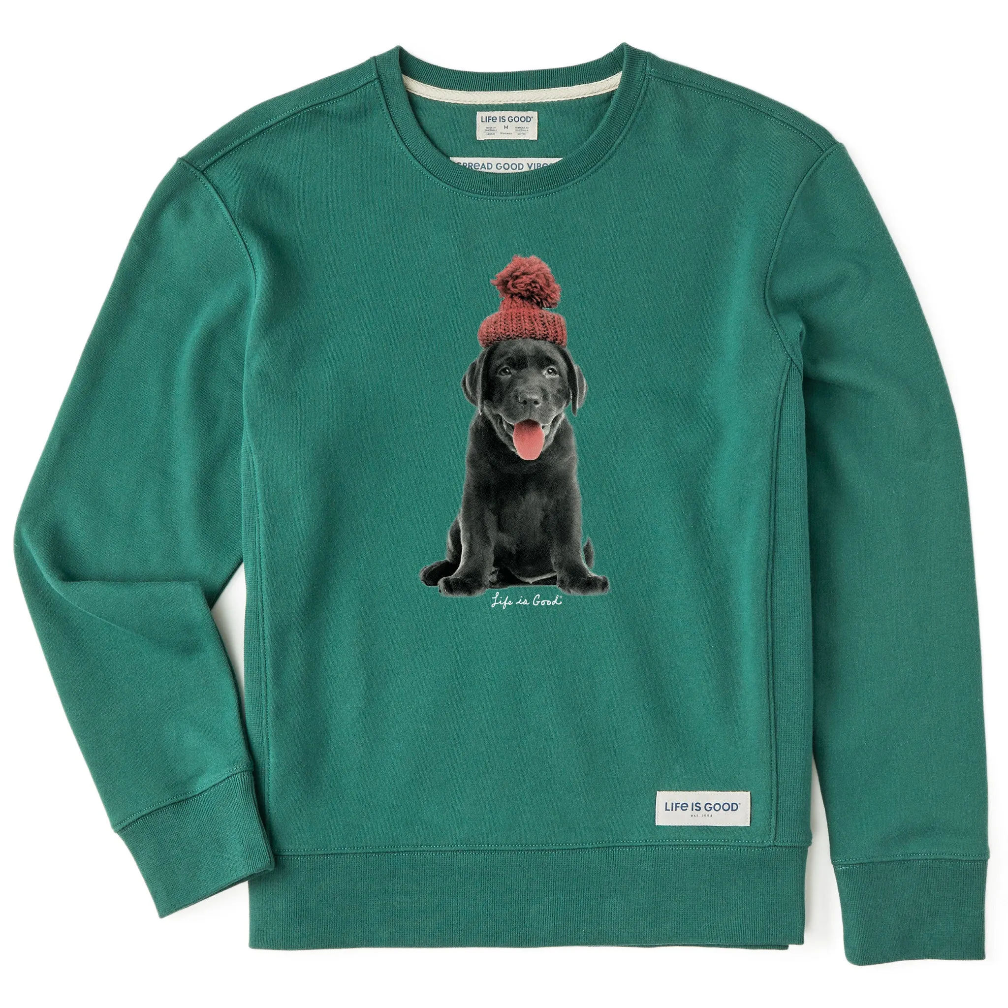 Comfy Layering Chill Layers Women's Photoreal Black Lab Pup Simply True Crew