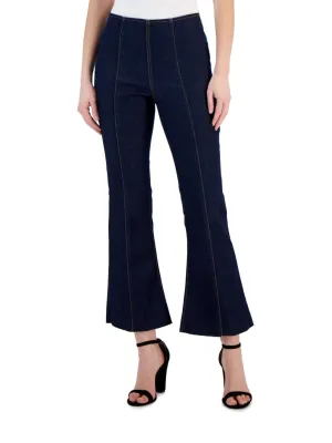 Women's Plain Flared Jeans,Navy Vintage Inspired Weave Shopping Day Street Fashion Textured